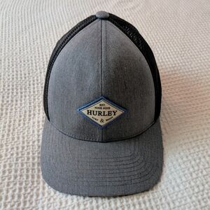 Hurley Flexfit Grey and Black Cap with Patch Logo